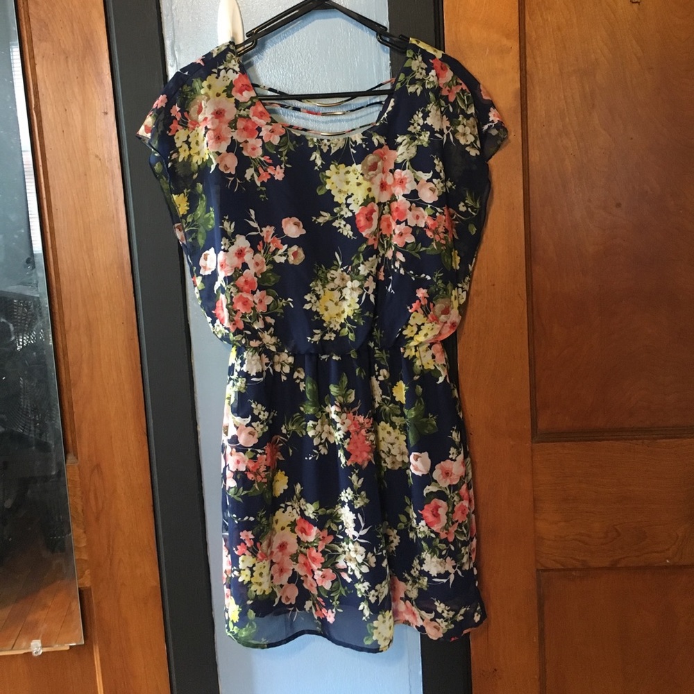 Blue flower patterned dress