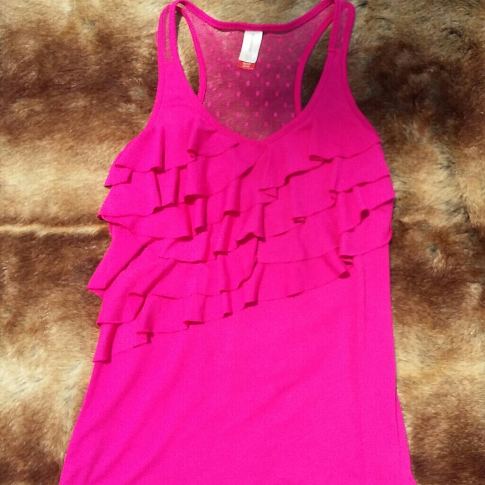 Pink ruffle tank