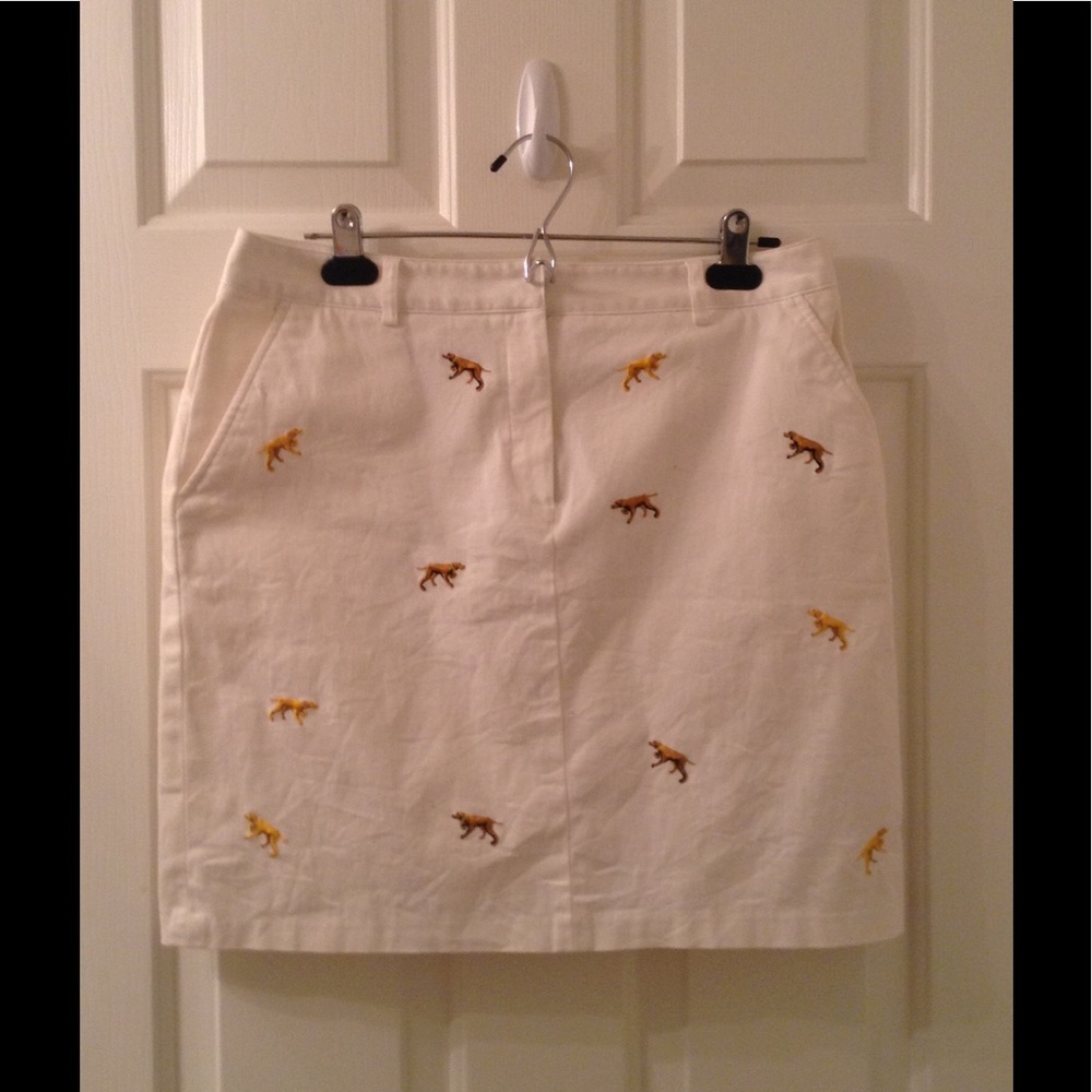 White Dog Print Pencil Skirt