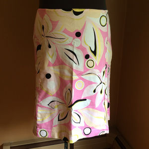 A Line Pink Multi Floral A-line Skirt