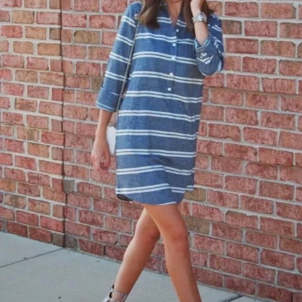 1day sale Loft petites size 6 chambray shirt dress