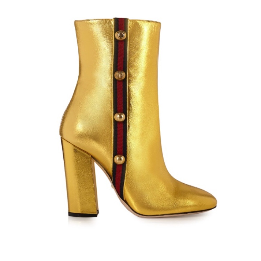 Gucci Carly Leather Boots - Gold