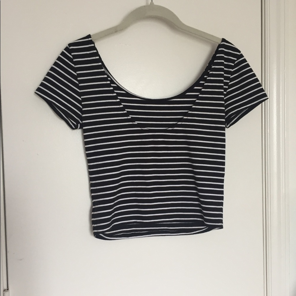 American Eagle Ballet back Striped Crop Top