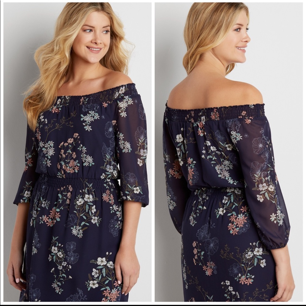 NWT💗Maurices Off-The-Shoulder Chiffon Midi Dress