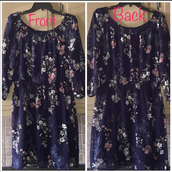 NWT💗Maurices Off-The-Shoulder Chiffon Midi Dress - Picture 2 of 5