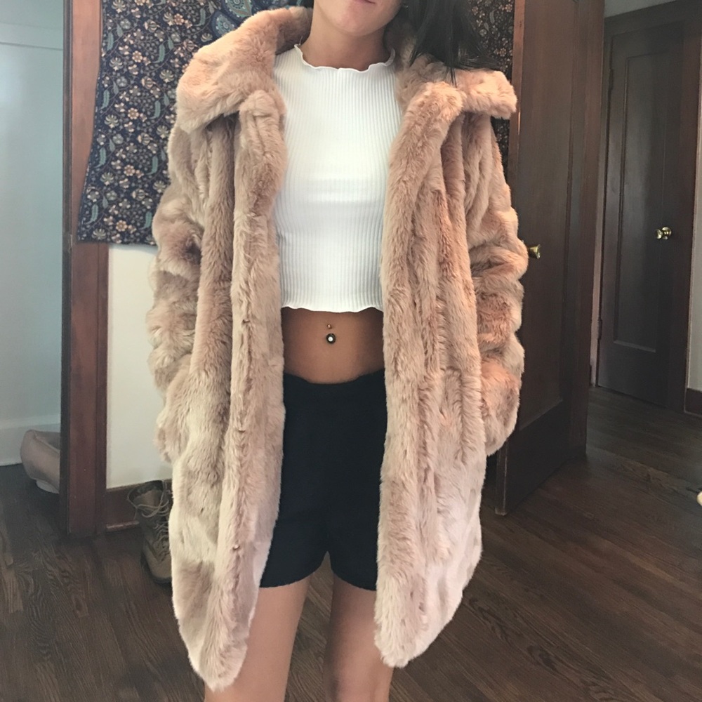 Rose fur winter coat