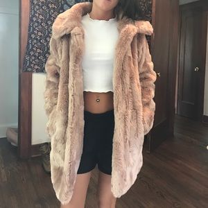 Rose fur winter coat
