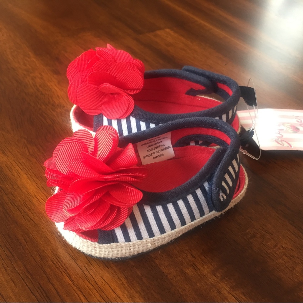 Baby Sandals with Red Flowers