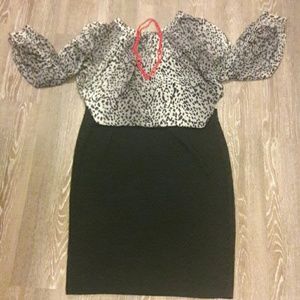 Sexy black and white animal print blouse