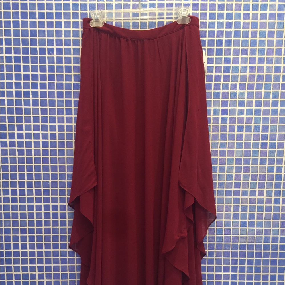 •NWT• Long Burgundy Mesh Skirt - Size M