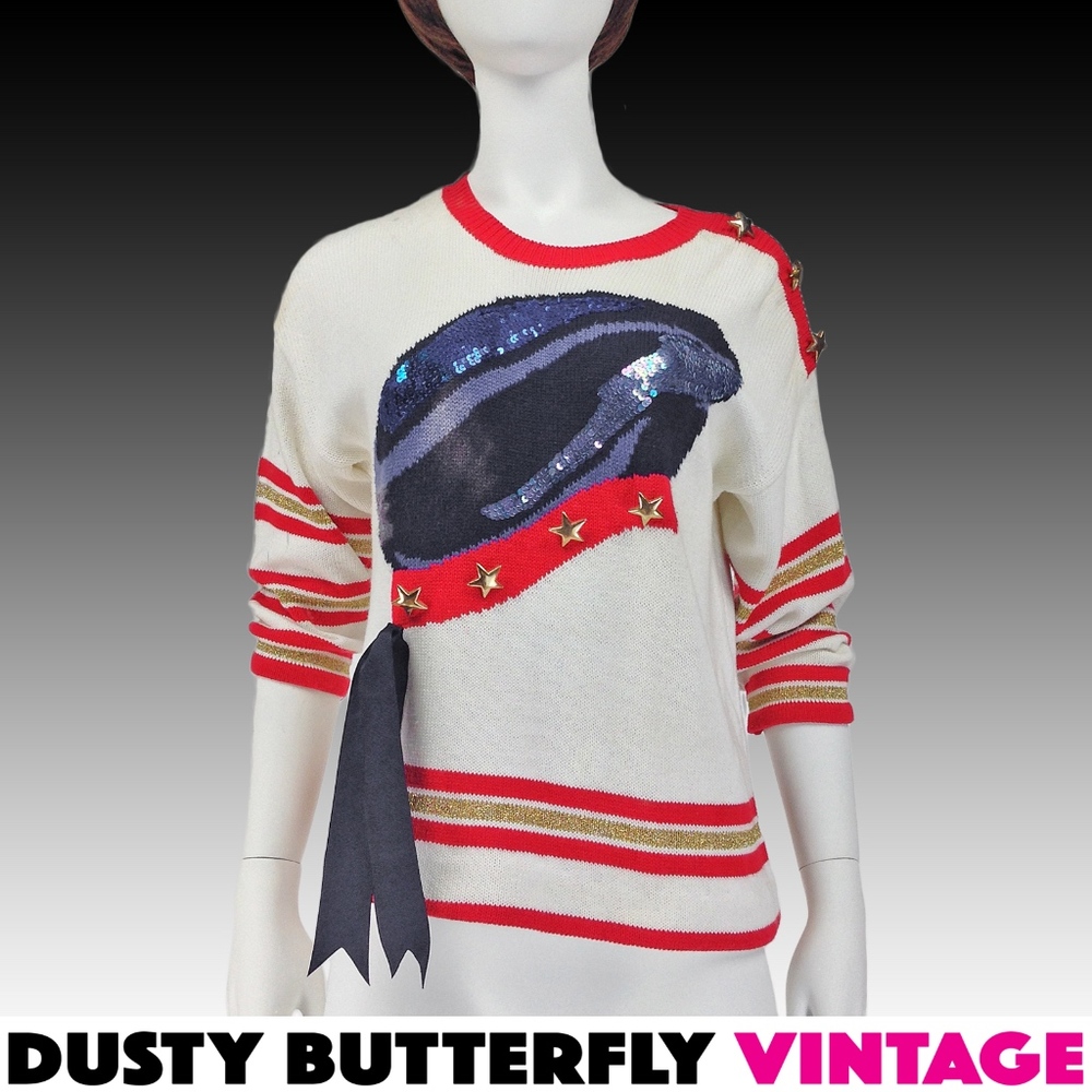 [SOLD]VINTAGE 80s KITSCH SWEATER Embellished VIVE