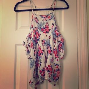 Floral cold shoulder t-shirt