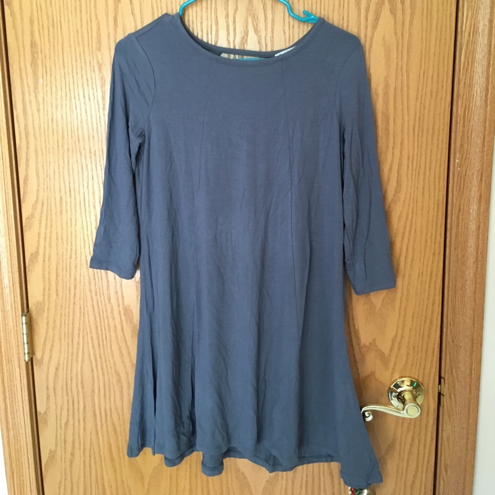Soft and Stretchy Slate Blue Open Back Dress