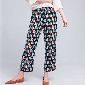Anthropologie "Ginza" printed cropped pants xxs