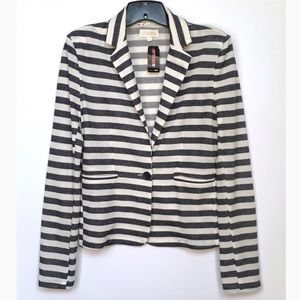 Knit Navy and Cream Stripe Blazer