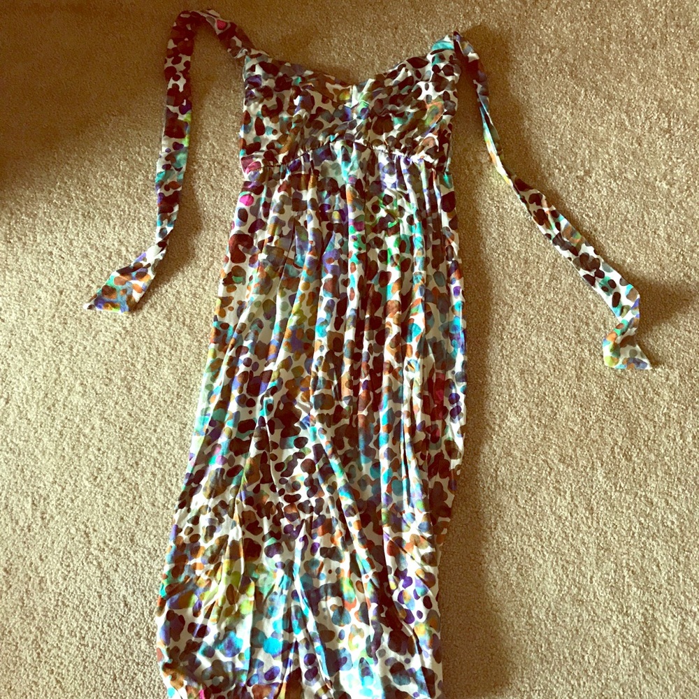 Leopard/watercolor midi dress
