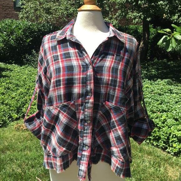 Zara Tops - Zara Raw Edge Check Shirt