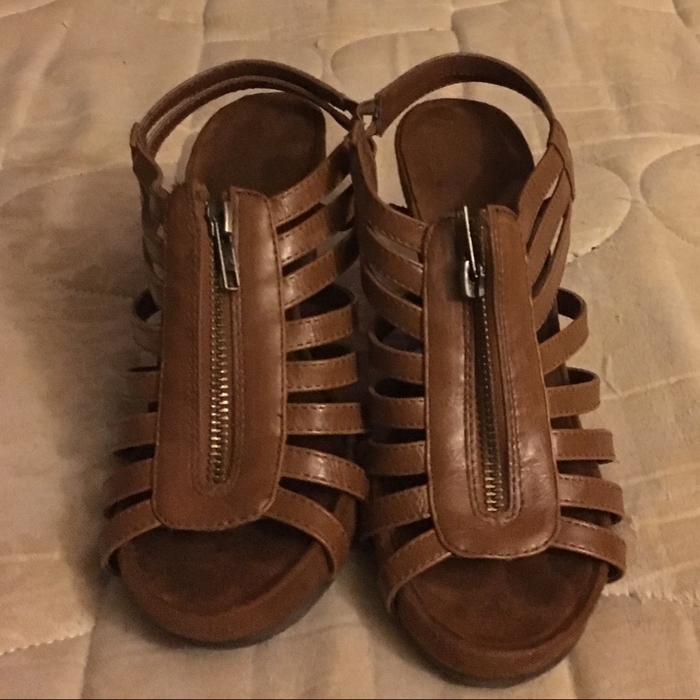 Brown wedge sandals!