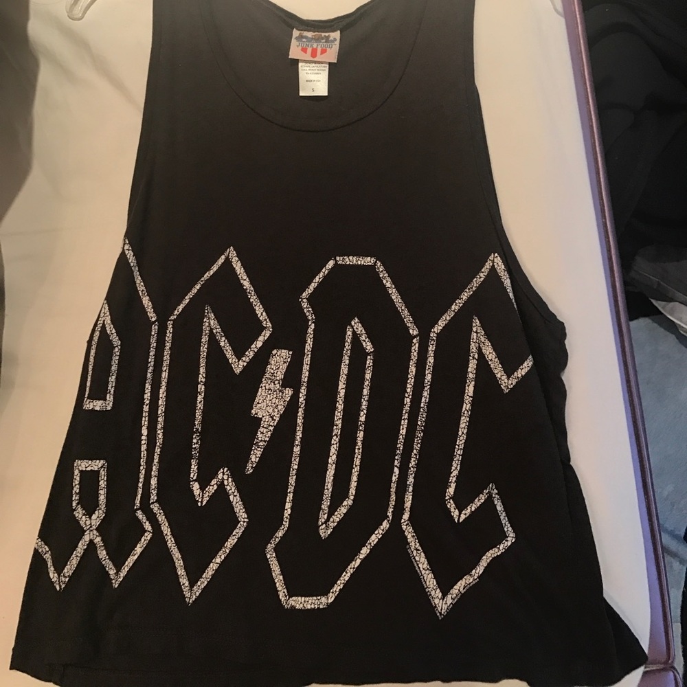 Grey ACDC junk food graphic tank top