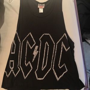Grey ACDC junk food graphic tank top