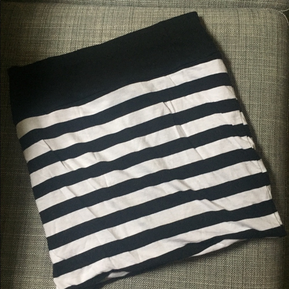 Black and White Striped Cotton Skirt