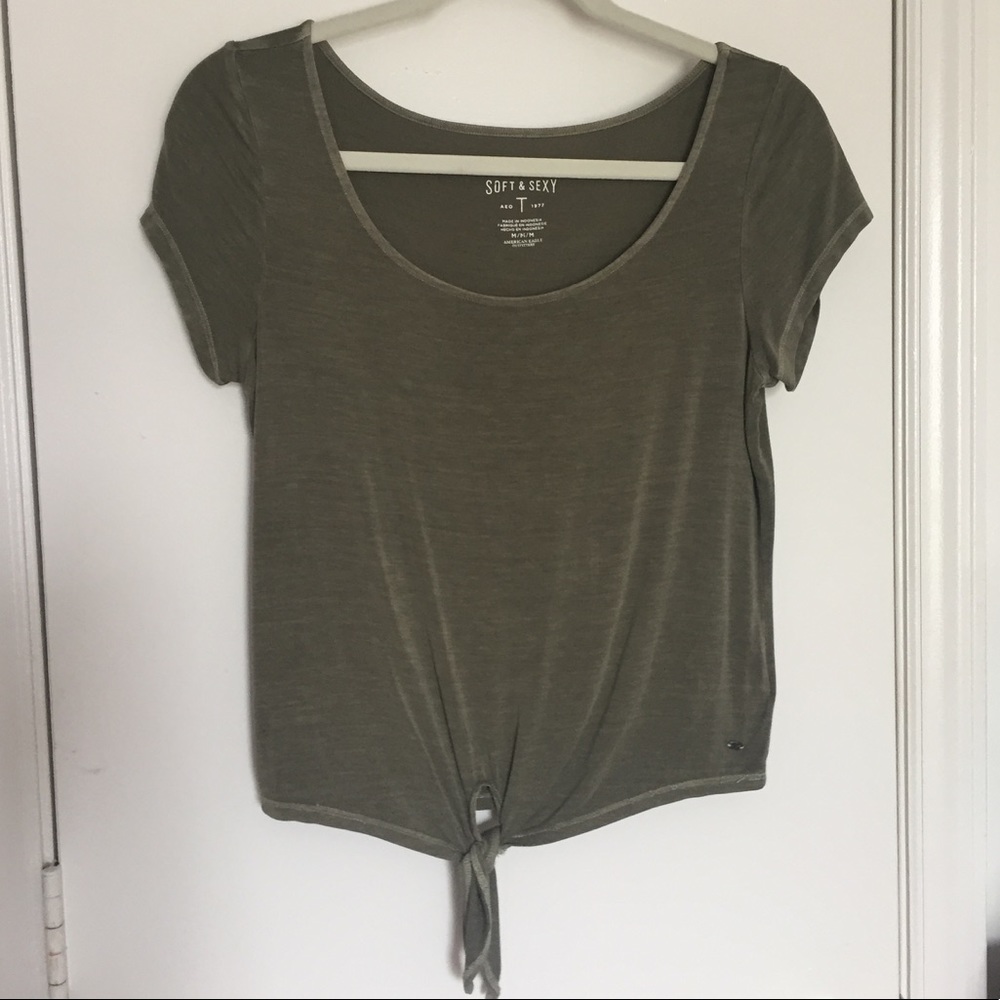 Olive Green soft Front Tie Tee