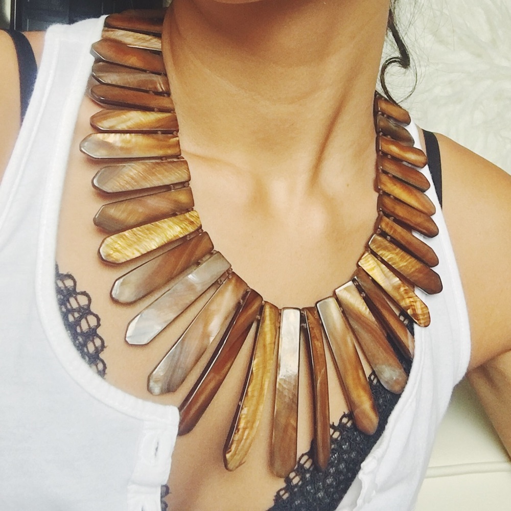 Tribal Island Inspired Brown Shell Necklace