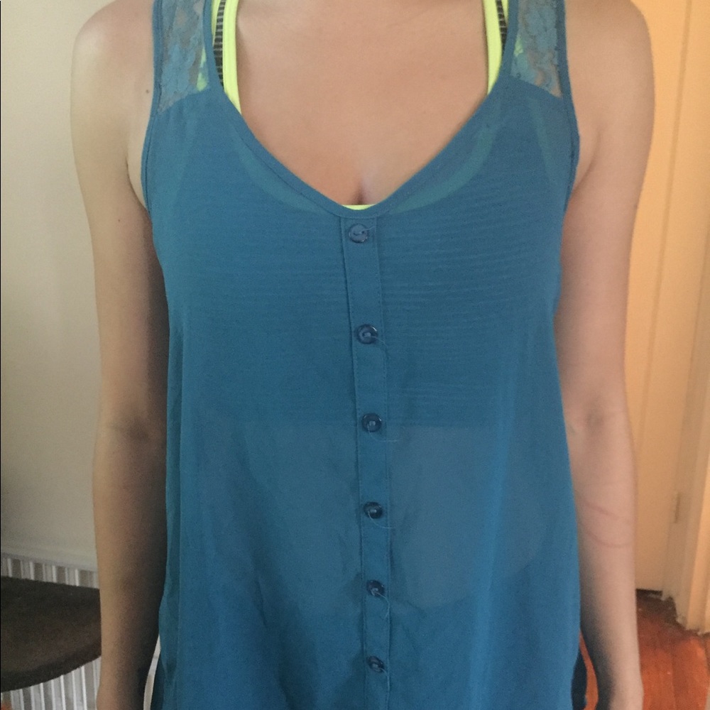 Flowy Turquoise Women's Shirt/Back lace