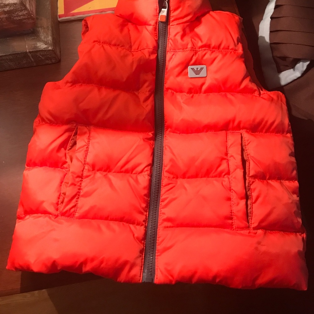 EUC bright orange Armani Baby vest 18 Months