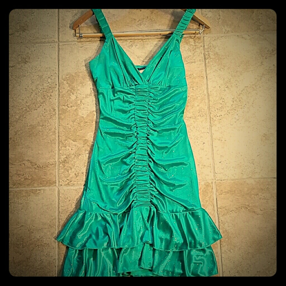 Glittery green formal dress