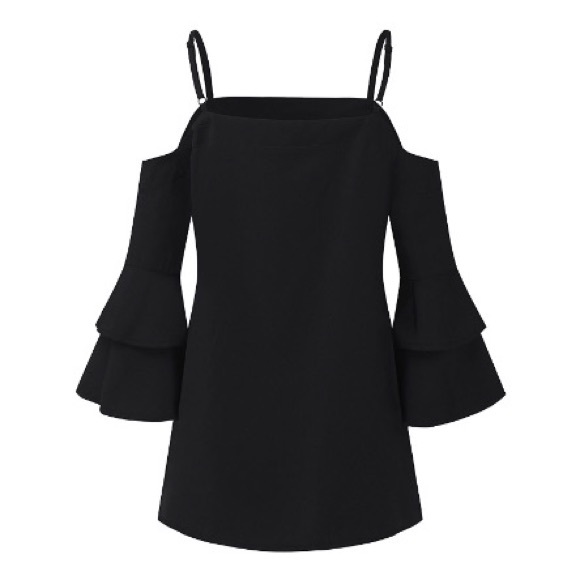 Cold Shoulder Ruffle Sleeve Chiffon Blouse - Picture 4 of 5