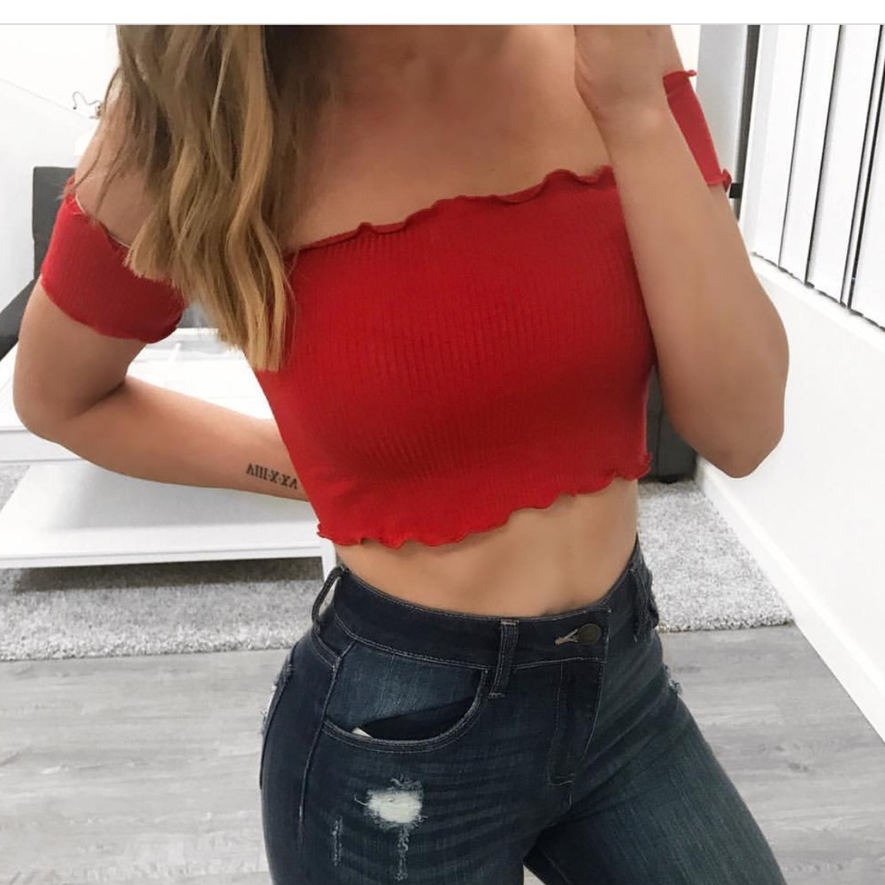 Red crop top