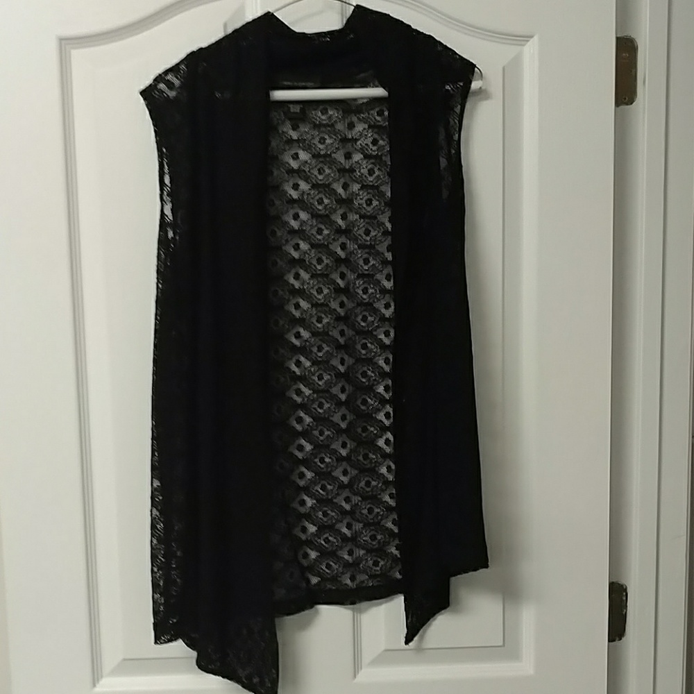 Sheer black lace vest