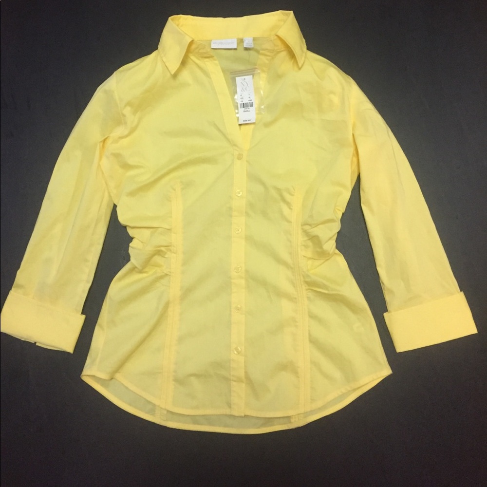New York & company yellow button down small