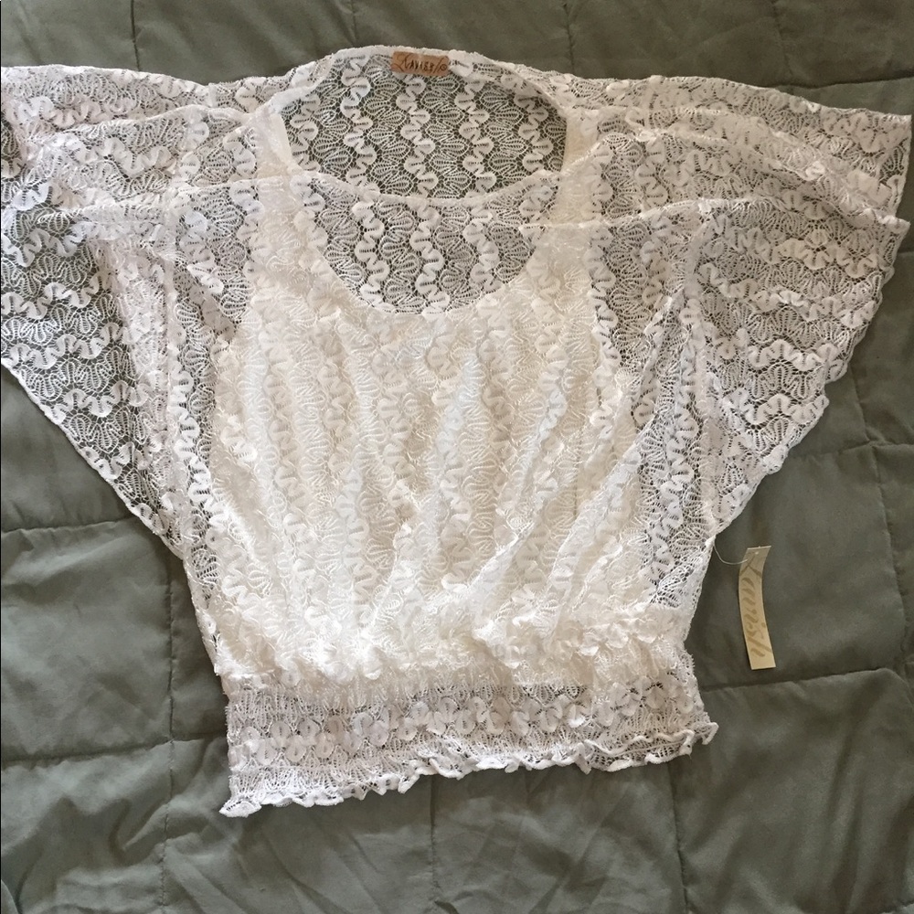 White Lavish batwing top