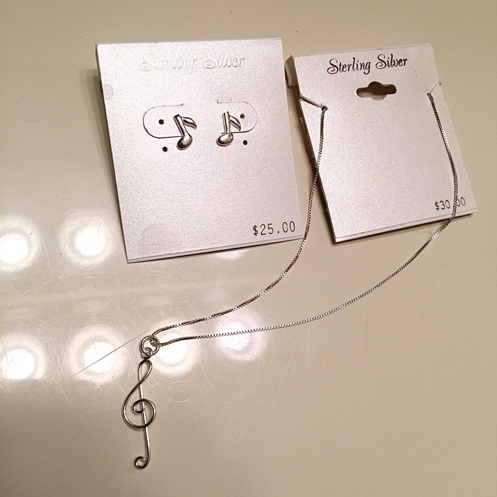 NEW Sterling silver music note earring & neckless