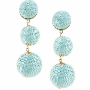 Mint ball drop earrings