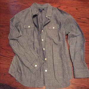 Chambray polka dot button up