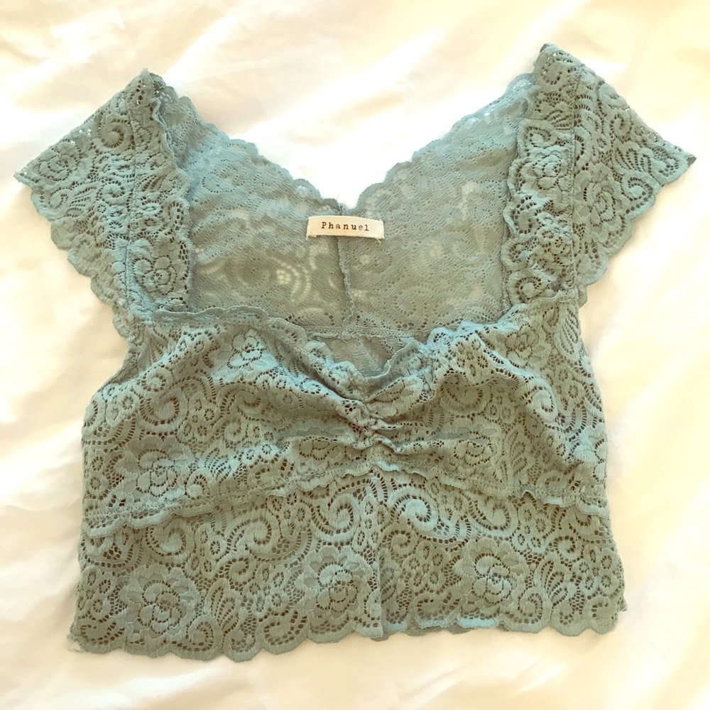 Sea foam/mint soft lace Bralette/crop top