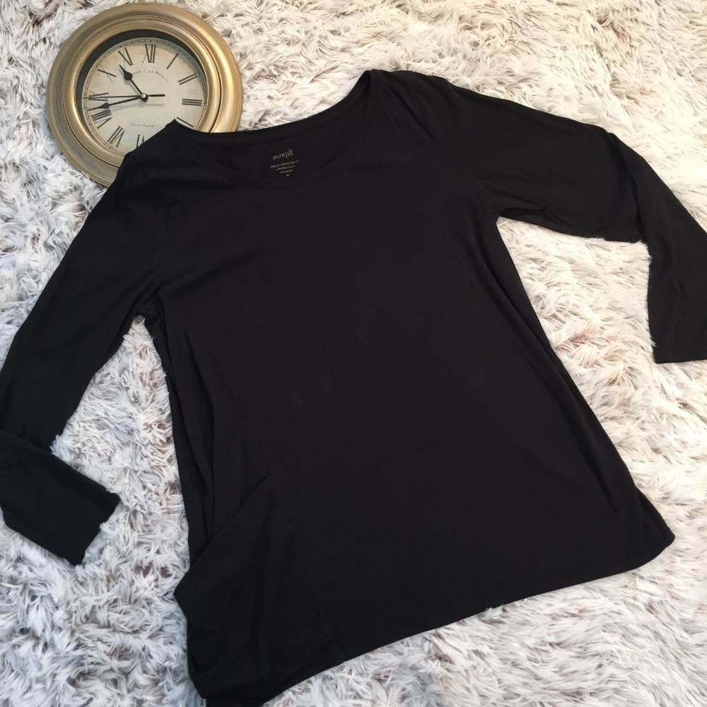 PURE JILL One Pocket Top Tee Long Sleeve Black Med