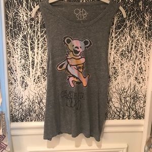 Grey Grateful Dead graphic chaser tank top