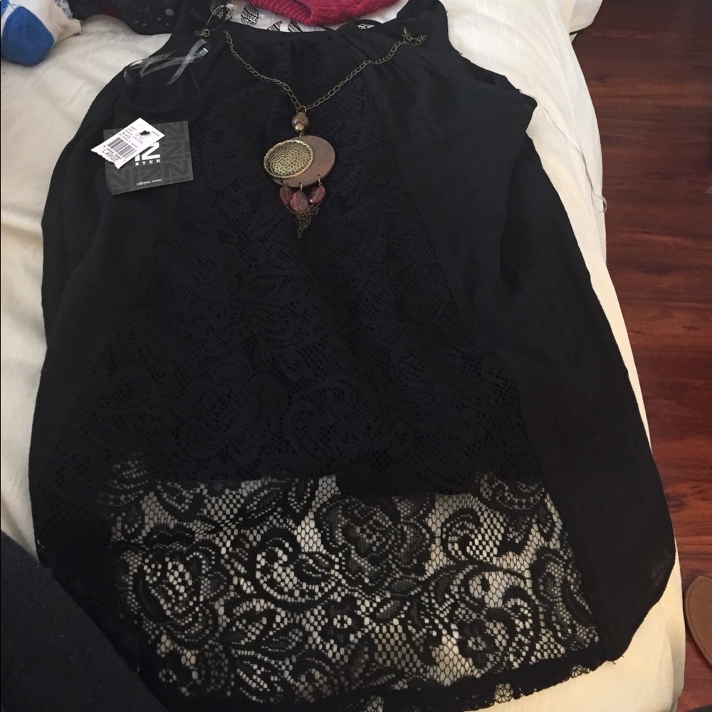 Dressy Black top with necklace