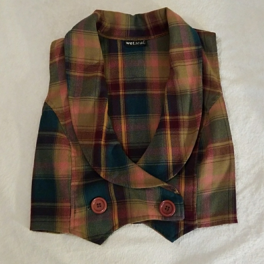 Plaid crop vest