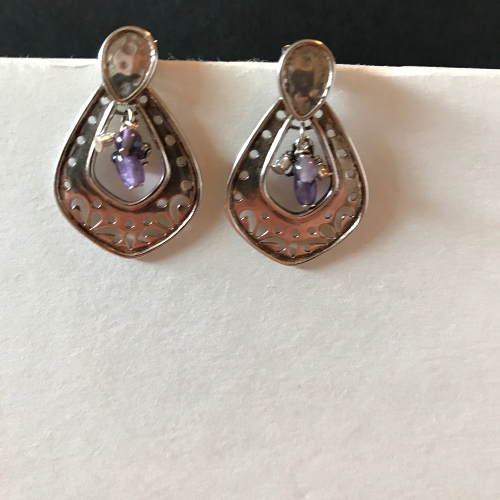 Silpada Stirling Silver Earrings - Amethyst/Pearls