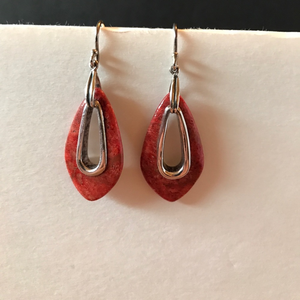 Silpada Stirling Silver Red Coral Earrings