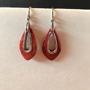 Silpada Stirling Silver Red Coral Earrings