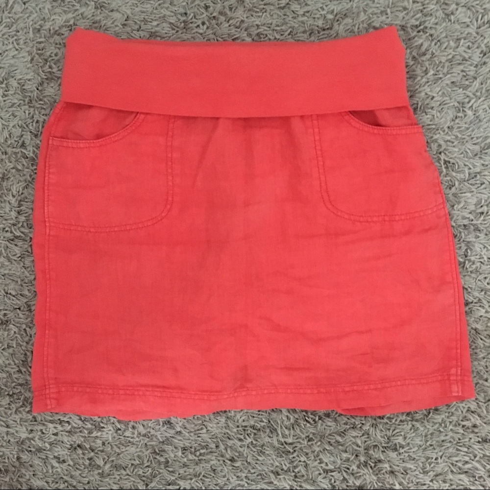 ATHLETA - CORAL SUNSET LINEN DRAWSTRING SKIRT