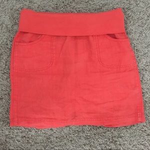 ATHLETA - CORAL SUNSET LINEN DRAWSTRING SKIRT