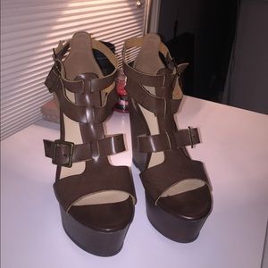 Forever 21 Brown buckle wedges