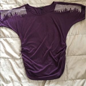 Espresso purple tunic with silver shoulder details